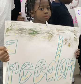 Kids with BLM posters