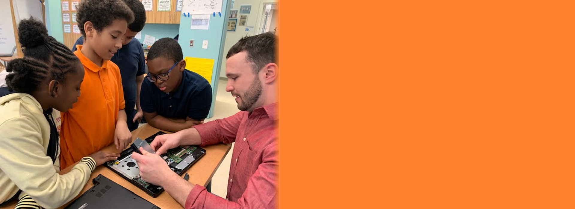 CJ with kids and computer